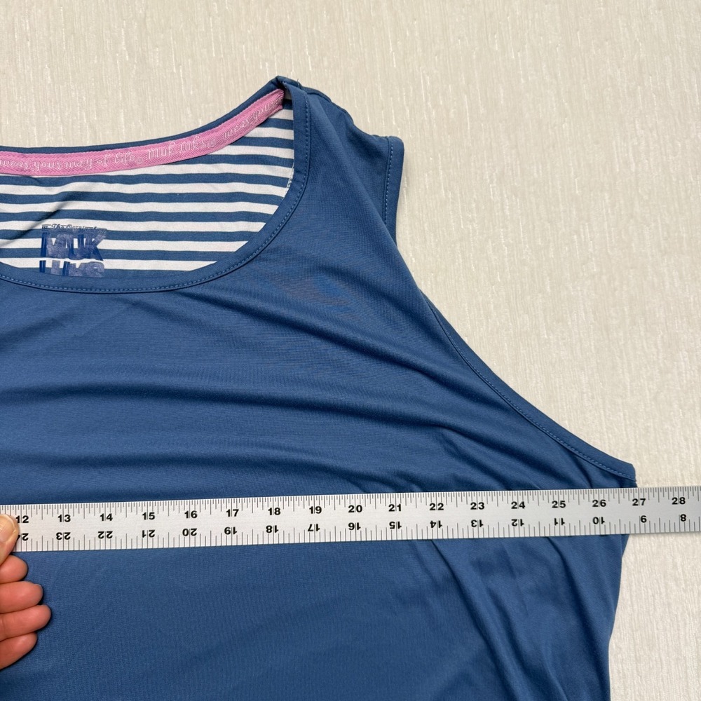Muk Luks Wear Your Way Offline Tank Womens 3X Blue Stretch Round Neck Side Slit - Picture 7 of 10